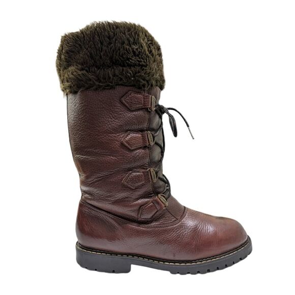 Sorel Brown Above The Knee Leather Lace up Boots Size 10M Made in Canada - Picture 5 of 9